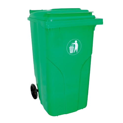 POUBELLE ENVIRONNEMENT VERT 240 L AVEC COUVERCLE ET ROUES